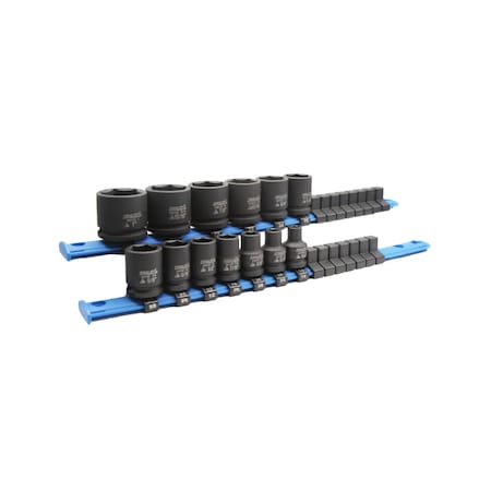 3/8 Inch Drive 6 Point Standard Impact Socket Set, 13 Pieces